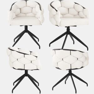Conjunto de 4 cadeiras giratórias em veludo - Estilo moderno - Bege
