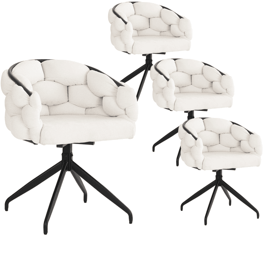 Conjunto de 4 cadeiras giratórias em veludo - Estilo moderno - Bege