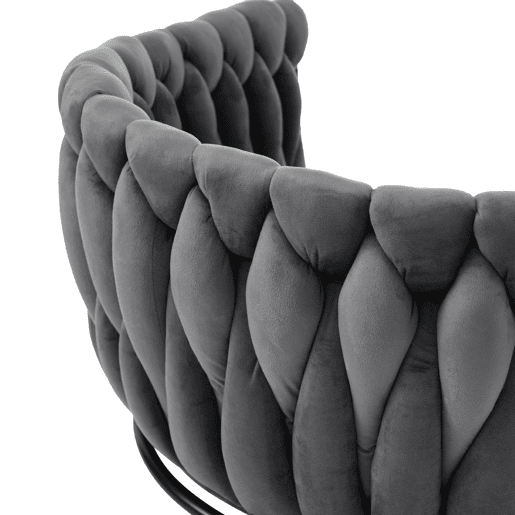 Conjunto de 6 cadeiras giratórias de veludo com braços - pernas de metal - Cinzento