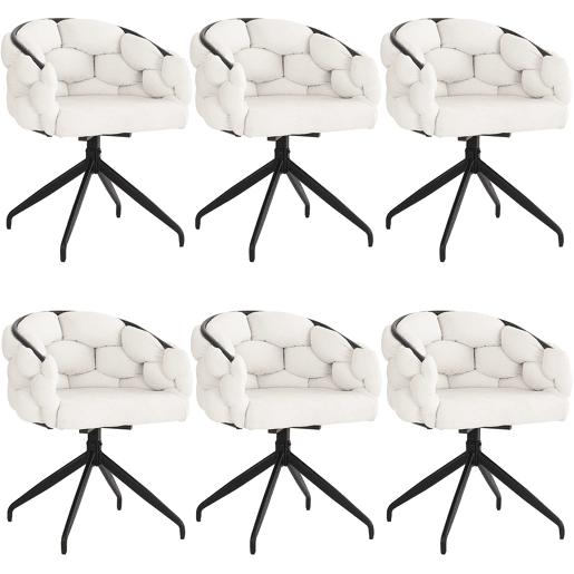 Conjunto de 6 cadeiras giratórias em veludo - Estilo moderno - Bege