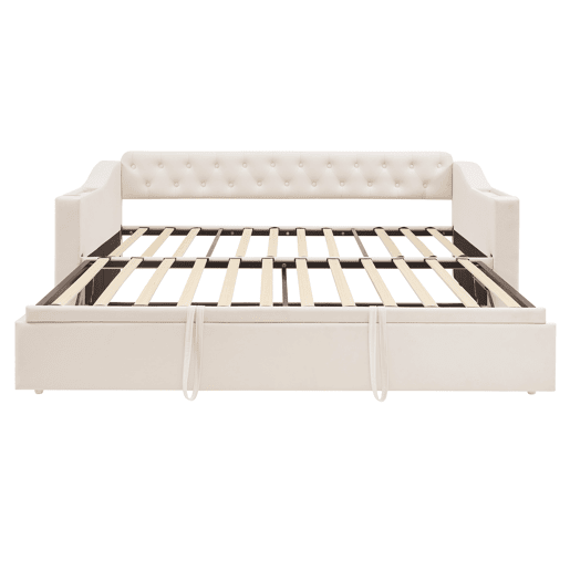 Cama com gavetão 90180x190 cm - com tomadas e compartimento para arrumação - tecido aveludado - Bege