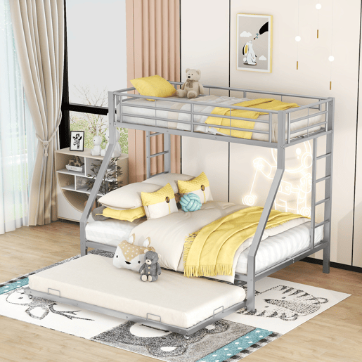 Beliche 90140x200 cm com cama com gavetão 90x190 cm - estrutura metálica - Prata