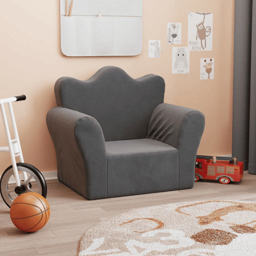 Sofá infantil - Sofá para crianças pelúcia macia antracite