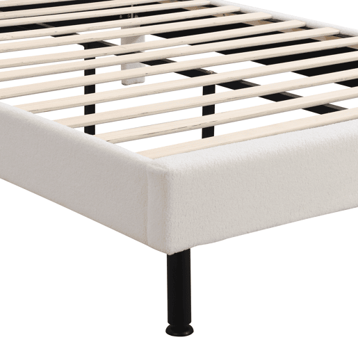 Cama 140x190cm estofada em sherpa - com estrado de molas - Bege