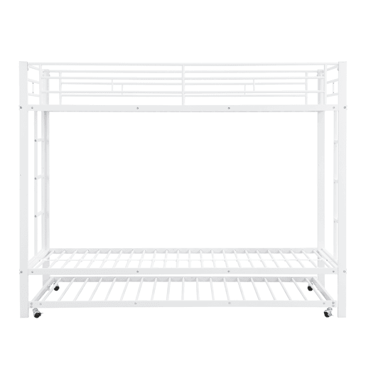 Beliche de metal 90x200 cm - com cama com rodízios 90x190 cm - Branco
