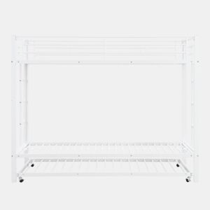 Beliche de metal 90x200 cm - com cama com rodízios 90x190 cm - Branco