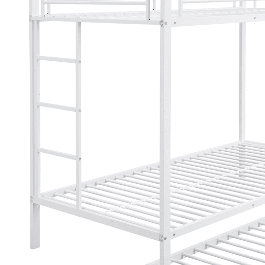 Beliche de metal 90x200 cm - com cama com rodízios 90x190 cm - Branco