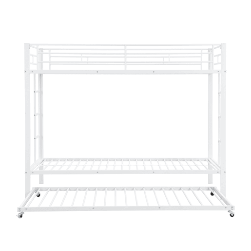 Beliche de metal 90x200 cm - com cama com rodízios 90x190 cm - Branco