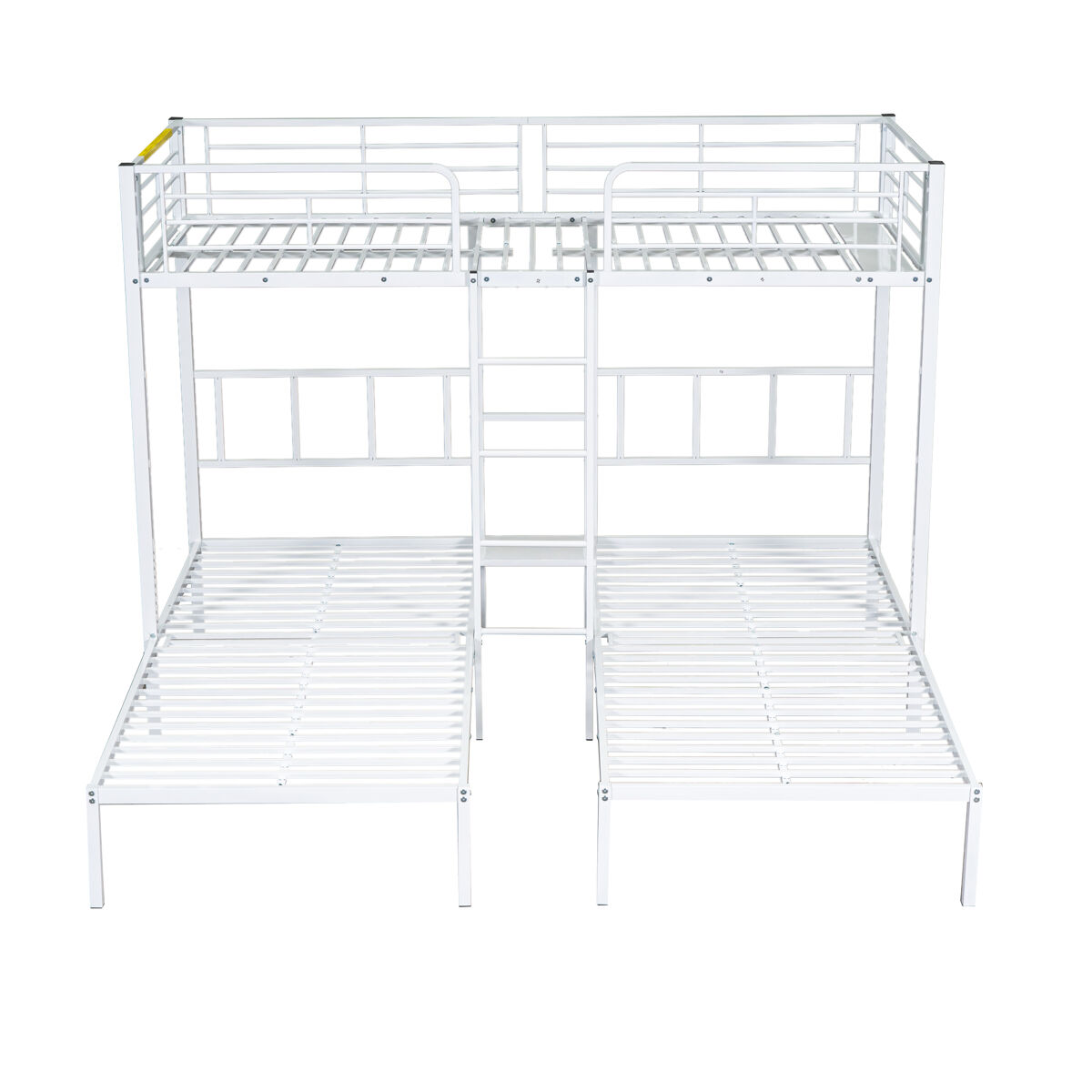 Litera triple 3x90x200cm con escalera y bandeja - estructura de metal - blanco