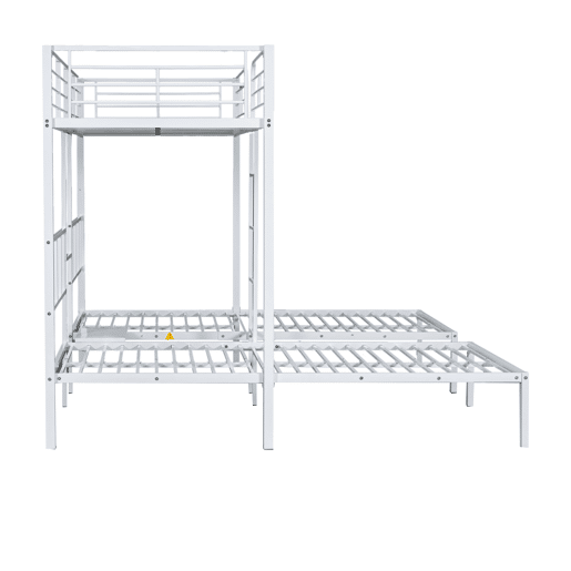 Beliche triplo 3x90x200cm com escada e tabuleiro - estrutura metálica - Branco