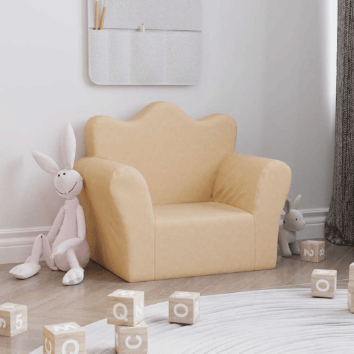 Sofá infantil - Sofá para crianças peluche macio creme