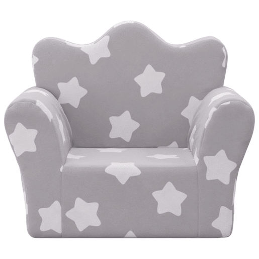 Sofá infantil - Sofá para crianças c estrelas pelúcia macia cinzento-claro