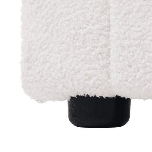 Cama individual estofada Sherpa com 2 gavetas - 90x200cm - com LED e portas de carregamento - Branco