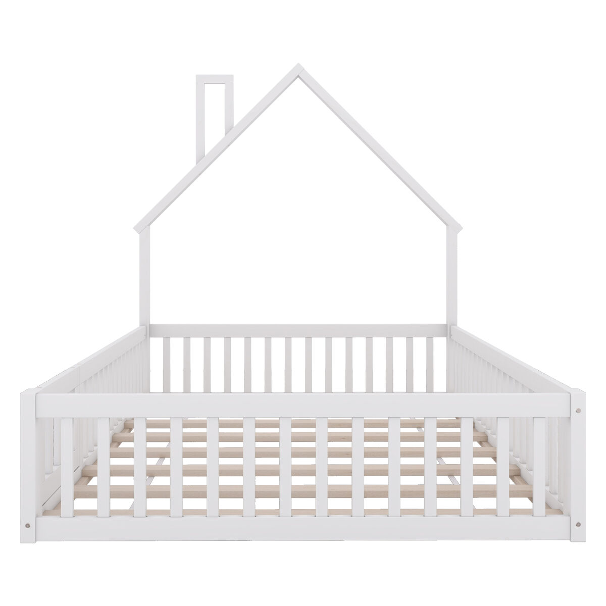 Cama infantil 140x200cm de madera maciza - con somier - blanco