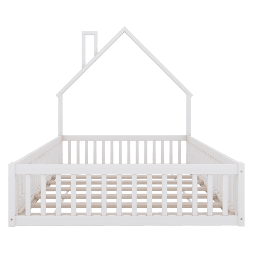 Cama de criança 140x200cm madeira maciça - com estrado - Branco