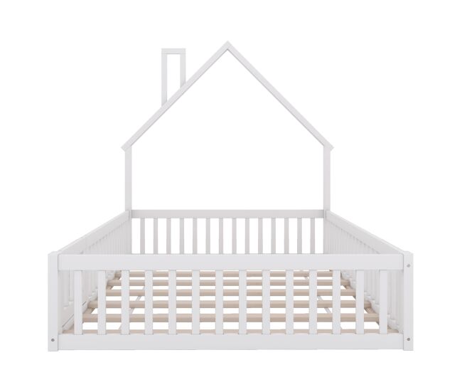 Cama infantil 140x200cm de madera maciza - con somier - blanco