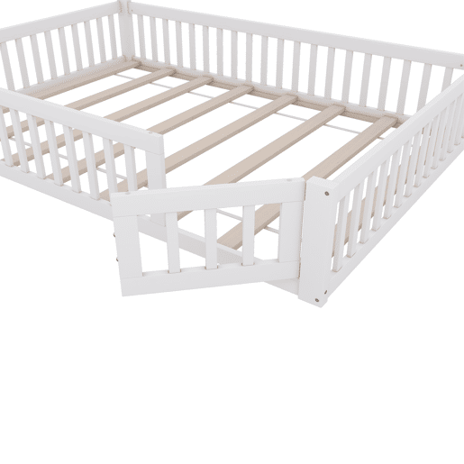 Cama de criança 140x200cm madeira maciça - com estrado - Branco