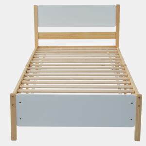 Cama individual de madeira 90x200cm - Branco