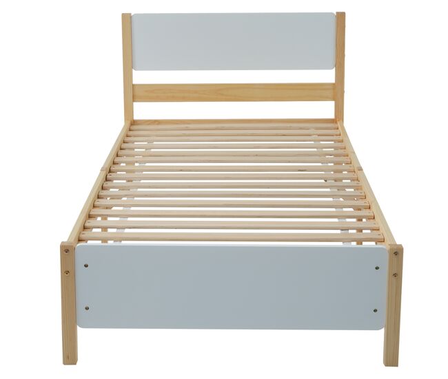 Cama individual estructura de madera 90x200cm - blanco