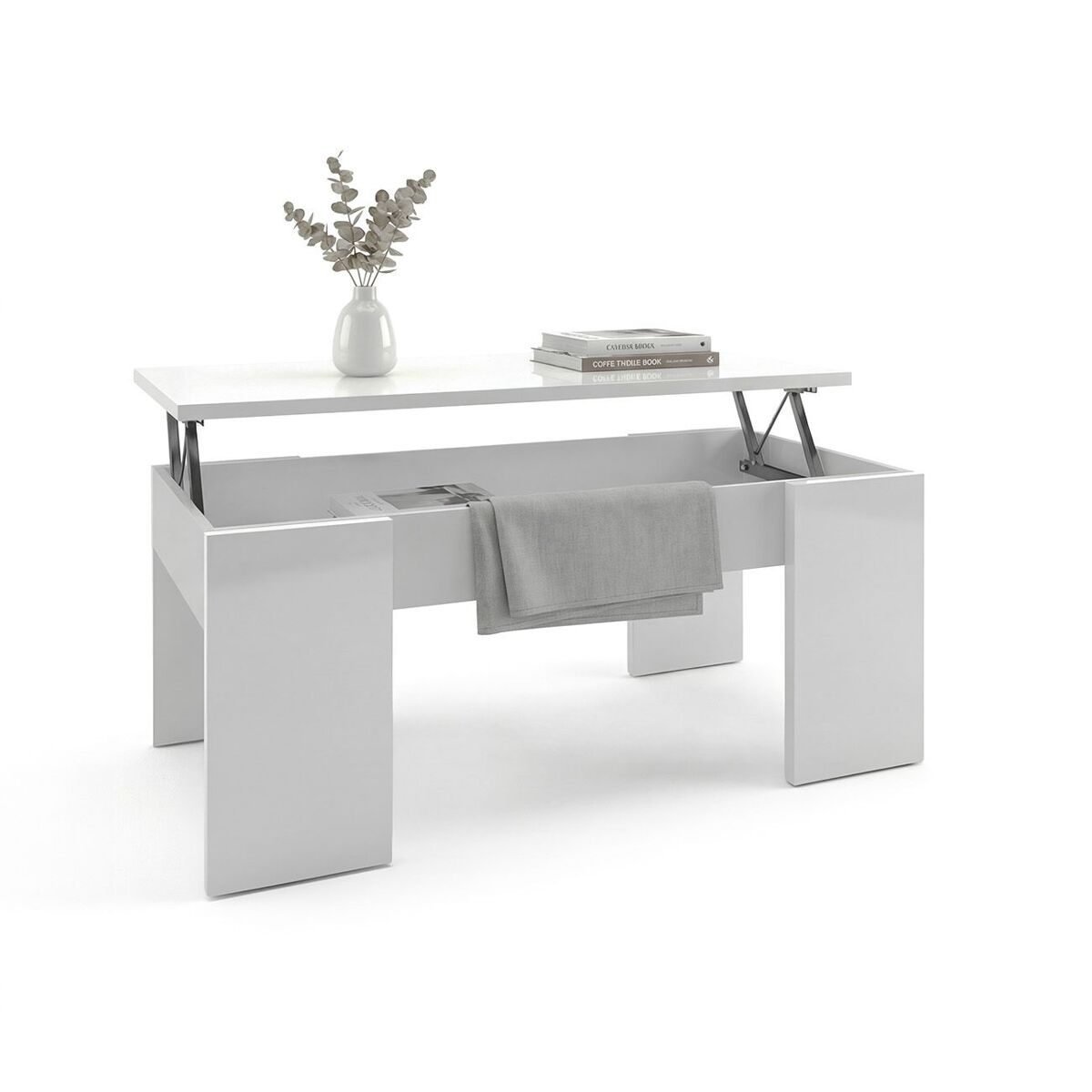 Mesa de centro elevable con almacenaje en blanco artick 100x45-56 cm vita blanco artik (blanco mate) 100 x 45 x cm