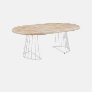 Mesa redonda extensível Meztil Branco - Carvalho 120 x 76 x 120 cm