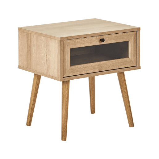 Mesa de cabeceira com gaveta ALBANY Castanho claro