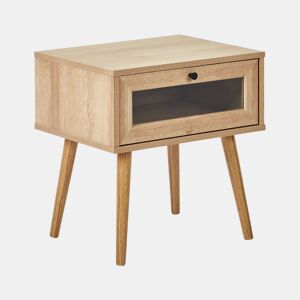 Mesa de cabeceira com gaveta ALBANY Castanho claro