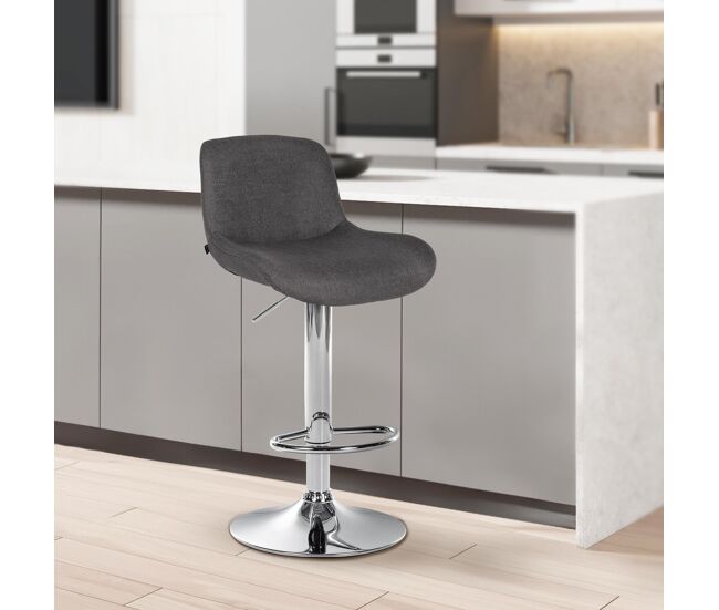 Taburete de bar cromado solon tela gris oscuro 50x50x85 cm