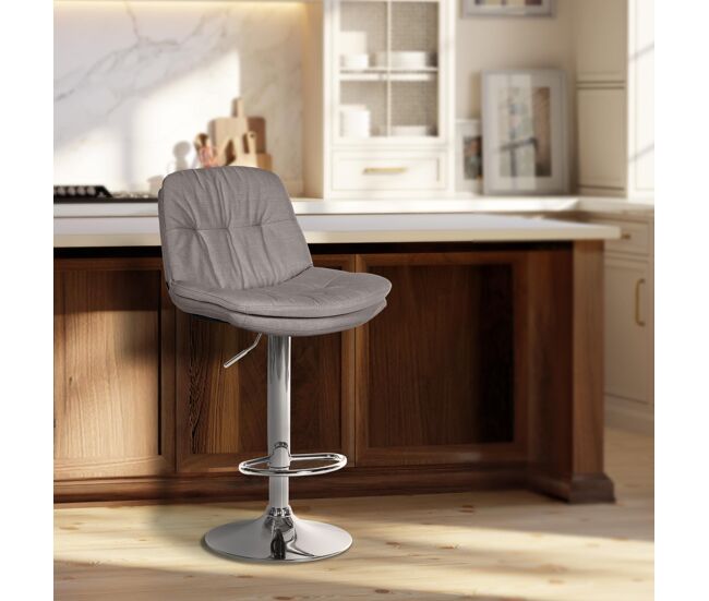 Taburete de tela laurel gris 54x46x92 cm