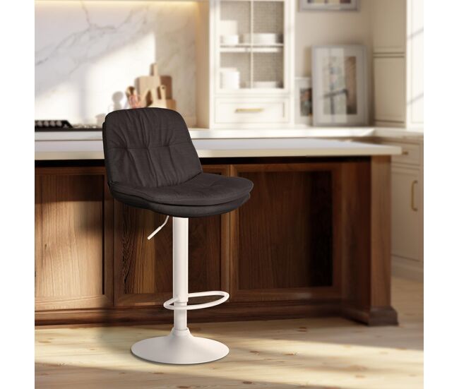 Taburete de tela laurel gris oscuro 54x46x92 cm