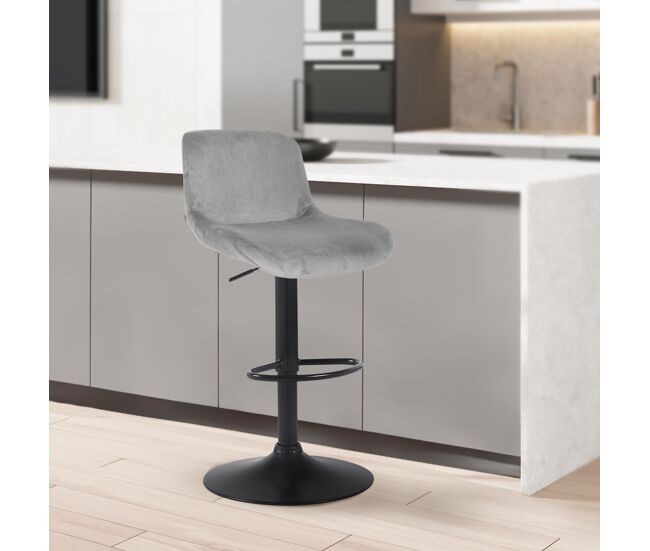 Taburete de bar solon negro terciopelo gris 50x50x85 cm