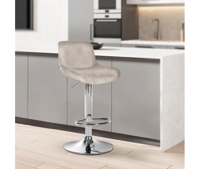 Taburete de bar cromado solon terciopelo crema 50x50x85 cm