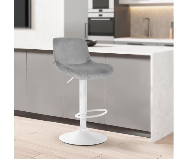 Taburete de bar solon blanco terciopelo gris 50x50x85 cm