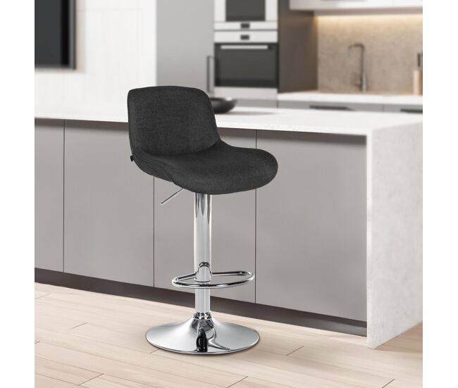 Taburete de bar cromado solon tela negro 50x50x85 cm