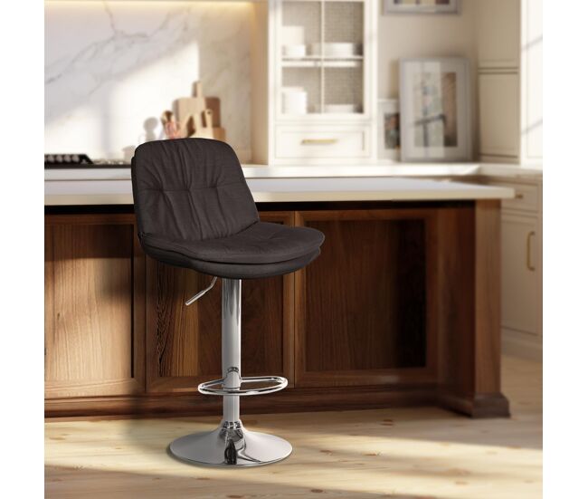 Taburete de tela laurel gris oscuro 54x46x92 cm