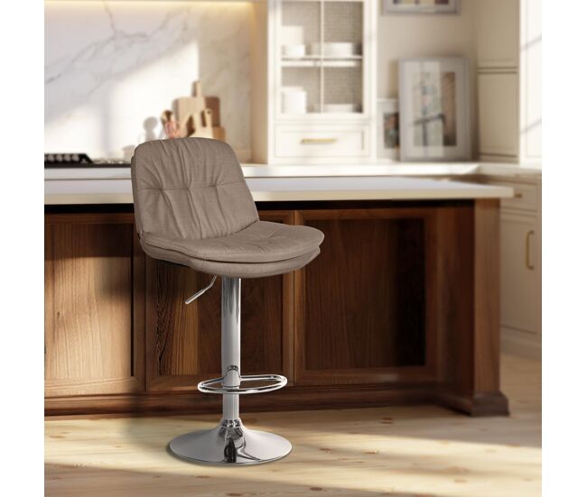 Taburete de tela laurel gris topo 54x46x92 cm