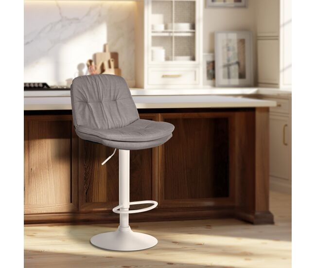 Taburete de tela laurel gris 54x46x92 cm