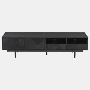 Armário TV 200 cm - com 3 compartimentos e 2 gavetas - Capacidade máxima TV 90u201D - Preto