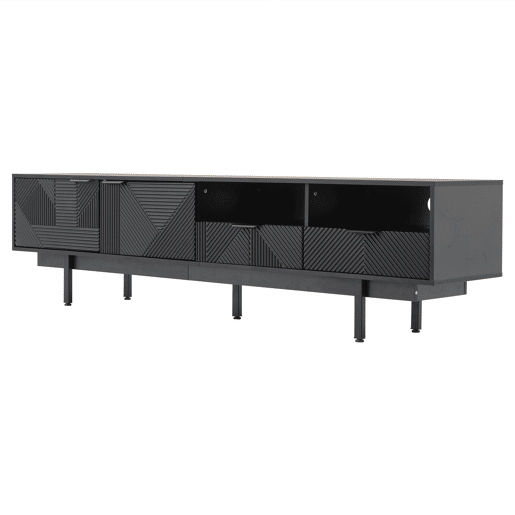 Armário TV 200 cm - com 3 compartimentos e 2 gavetas - Capacidade máxima TV 90u201D - Preto Armário TV 200 cm - com 3 compartimentos e 2 gavetas - Capacidade máxima TV 90u201D - Preto
