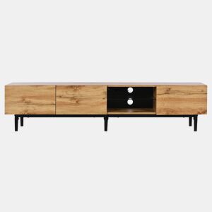 Armário TV com LED 175cm - 3 portas + 2 prateleiras - estilo industrial - Natural