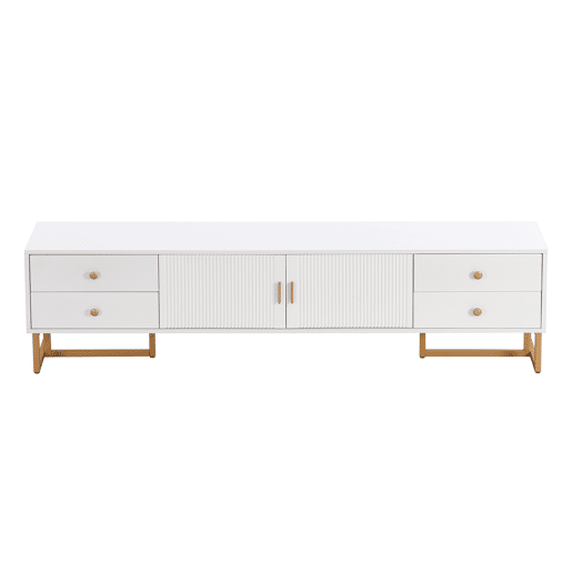 Móvel TV 175 cm - 2 portas texturadas e 4 gavetas - em MDF - Branco