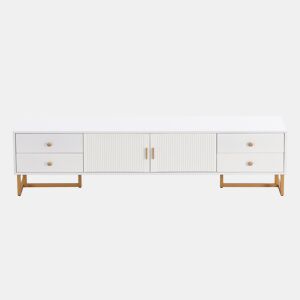 Móvel TV 175 cm - 2 portas texturadas e 4 gavetas - em MDF - Branco