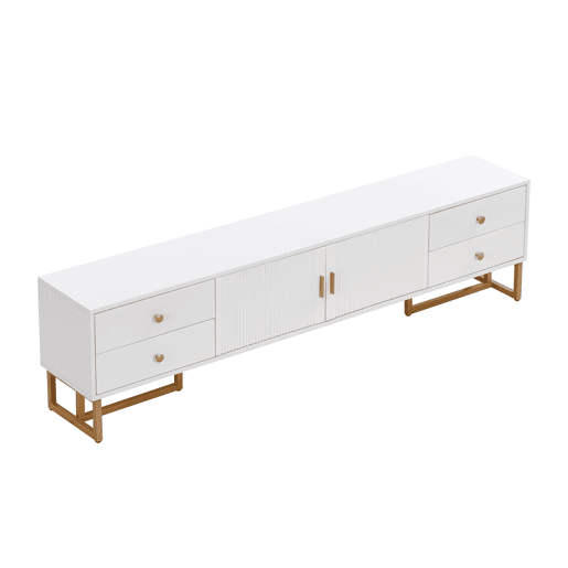 Móvel TV 175 cm - 2 portas texturadas e 4 gavetas - em MDF - Branco