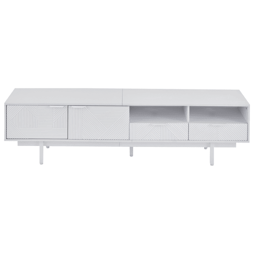 Armário TV 200 cm - com 3 compartimentos e 2 gavetas - TV 90u201D capacidade máxima - Branco