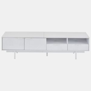 Armário TV 200 cm - com 3 compartimentos e 2 gavetas - TV 90u201D capacidade máxima - Branco