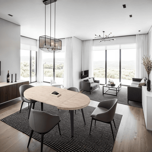 Mesa redonda Berg extensible 120-200 Preto - Carvalho 120 x 76 x 120 cm