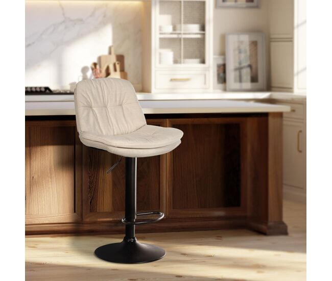 Taburete de tela laurel crema 54x46x92 cm