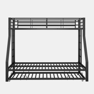 Beliche 90140x200cm com cama com gavetão 90x190cm - estrutura metálica - Preto