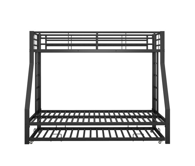Litera 90/140x200cm con cama nido 90x190cm - estructura de metal - negro