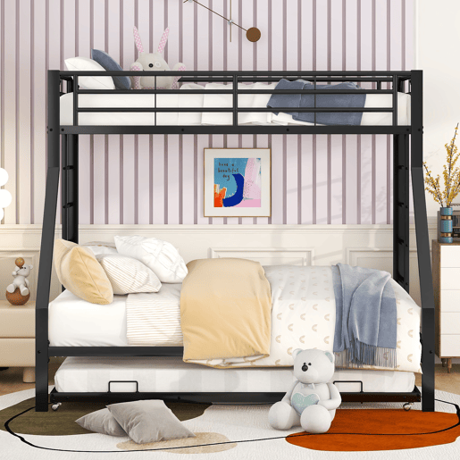 Beliche 90140x200cm com cama com gavetão 90x190cm - estrutura metálica - Preto Beliche 90140x200cm com cama com gavetão 90x190cm - estrutura metálica - Preto